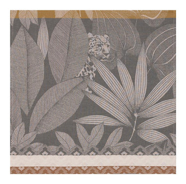 Rug with leaf pattern on a gray background