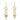 A pair of gold dangle earrings featuring oval milky white stones and multiple cascading gold chains with teardrop-shaped gold and green gemstone drops, shown against a plain white background.