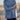 Mersea cable-knit Cotswold sweater in Misty Blue. One size, features a side-slit