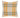 Plaid patterned pillow with yellow and blue stripes on a beige background