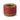 Cylindrical ceramic holder with red glaze and gold accents on a white background