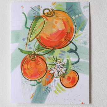 Three Oranges | Citrus Gold Foil Greeting Card