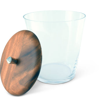 Wood, Pewter, and glass Ice Bucket