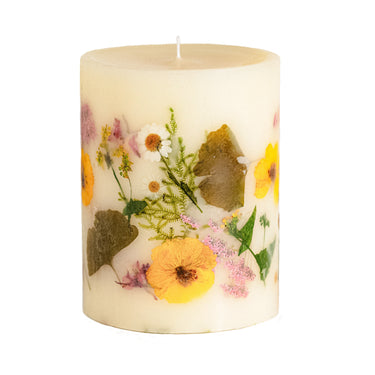 Medium Round Botanical Pillar Candle | Lemon Blossom + Lychee
