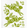 Green and white patterned cloth with rabbit design and 'Jangneus' branding