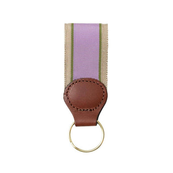 Lavender and cream keychain with green stripe