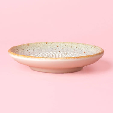 Ceramic Garlic Grater Plate - Small Beige - Sand Side profile