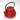 Red textured teapot with black handle on a white background