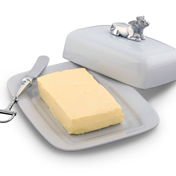 Mable the cow pewter and stoneware butter dish