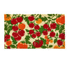 Doormat with red tomatoes and green leaves on a beige background
