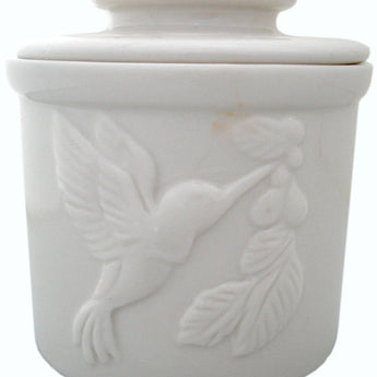 Hummingbird Butter Crock | White