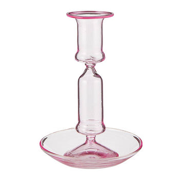 Light Pink Glass Taper Candleholder