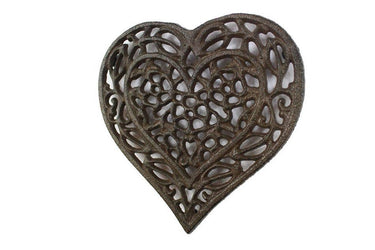 Hampton Nautical - Cast Iron Heart Shaped Trivet 7"