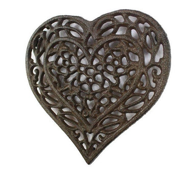 Hampton Nautical - Cast Iron Heart Shaped Trivet 7"