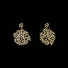 Pair of gold earrings with a black background