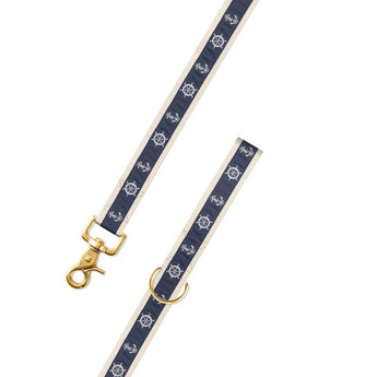 Navy and white anchor dog leash