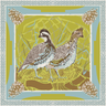 Illustration of two birds on a textured background with decorative elements.
