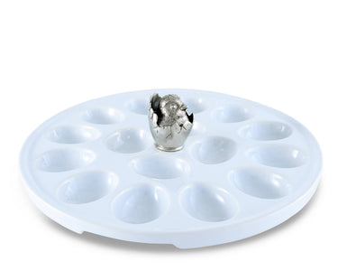 Vagabond House - Ceramic and Pewter Little Chick Deviled Egg Holder