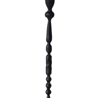 Black wrought iron candle holder with textured base