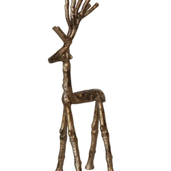 Aluminum reindeer made of twig motif. Antique gold finish.