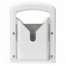 White pet door with a silver flap on a white background