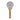 Pizza cutter with wooden handle and metal blade on a white background