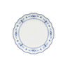 White plate with blue floral patterns on a white background