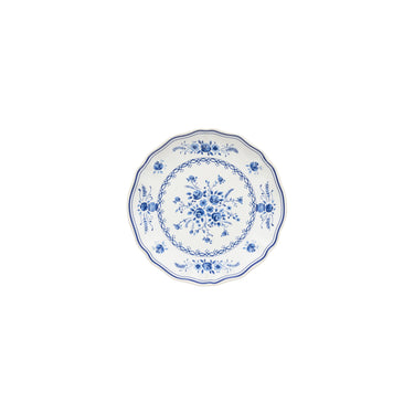 Decorative plate with blue floral pattern on a white background