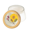 Rosy Rings Lemon Blossom and Lychee jarred candle with dried florals in decorative lid