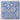 Blue square of fabric with white design and hemstitch edging