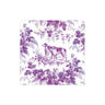 Caspari Hunting Toile cocktail napkins in purple. Features two hunting dogs nestled amongst forest leaves.