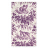 Caspari Hunting Toile guest towel in purple. Featuring pairs of hunting dogs nestled amongst forest greenery.
