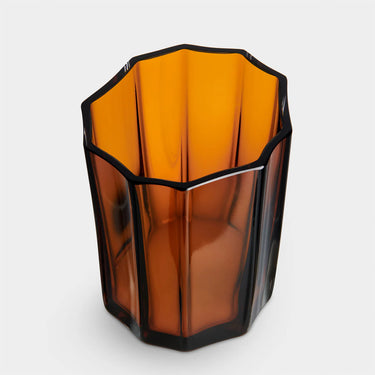 Orrefors Reed Votive Medium in Amber Inside detail