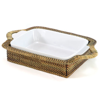 Casserole Basket with Stoneware Roaster, Medium