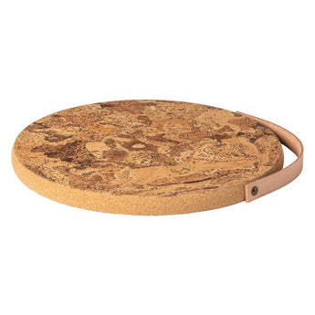 Natural Cork Trivet With Leather Handle