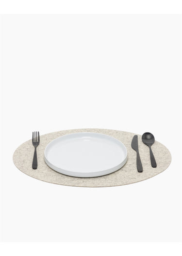 Heather Merino Wool Oval Placemats, S/4 Shown with placesetting