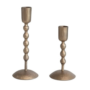 Antique brass rounded taper candle holders