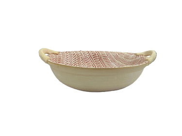 9” Vegetable Bowl with Handles | Herringbone Poppy