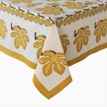 Couleur Nature Block Print Fig Citrine Tablecloth