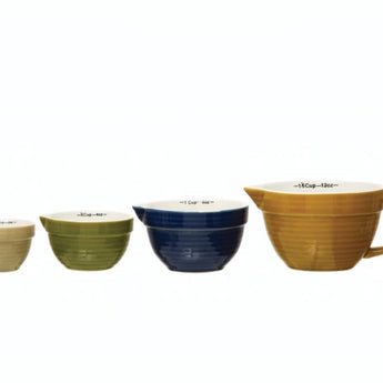 Stoneware Batter Bowl Measuring Cups Set