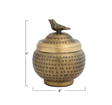 Decorative Hammered Bird Container