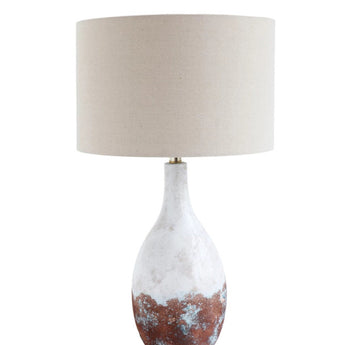 Cream & Rust Ceramic Table Lamp w/Linen Shade