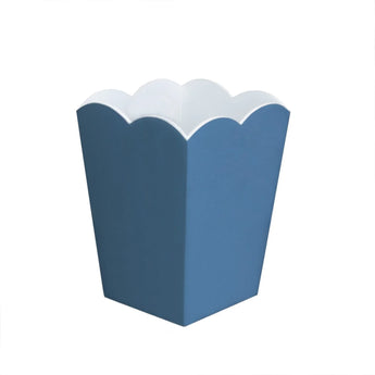 Blue & White Scalloped Laquer Bin