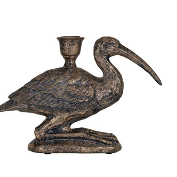 Gold finish resin bird taper candle holder