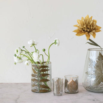 Botanical Leave Glass Votive Holder