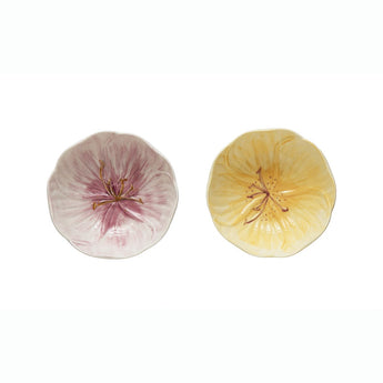 Hand Painted Flower Bowls in Lilac and Yellow