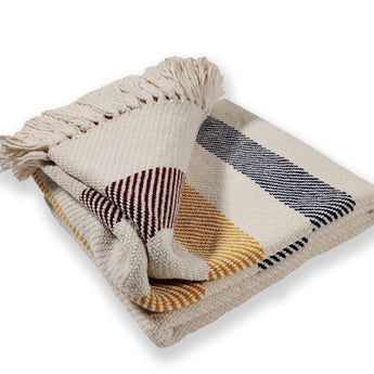 Faribault Frontier Cotton Throw in Blue, Yellow, and Red