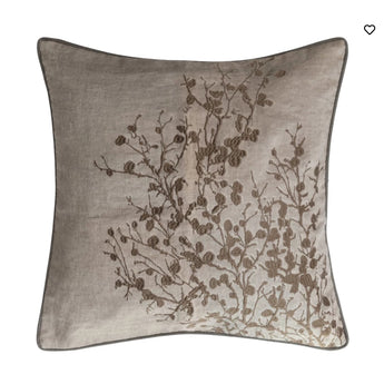 Natural Linen & Cotton Embroidered Pillow