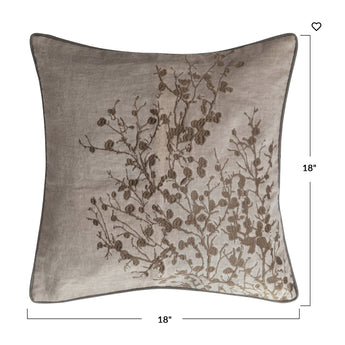 Natural Linen & Cotton Embroidered Pillow