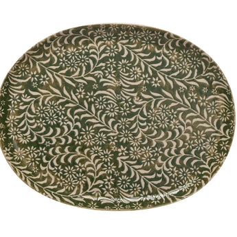 Stoneware Platter with Botanicals